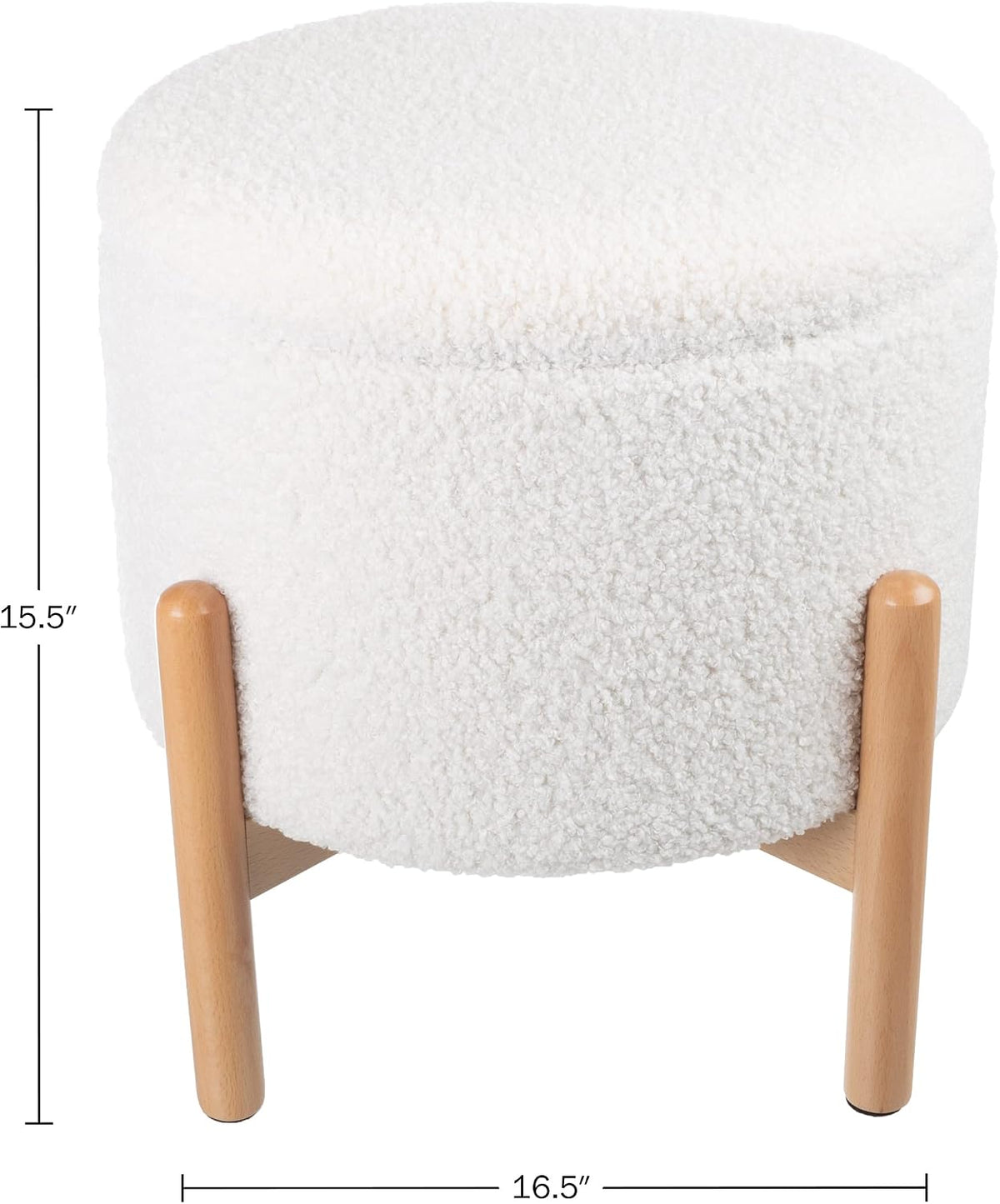 Round Sherpa Storage Ottoman Pouf with Removable Lid – Plush Couch Footrest &...