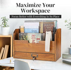 Flexzion 3 Tier Wooden Desk Organizer - Image 2
