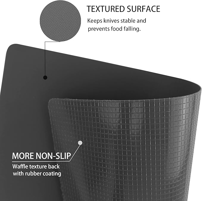 ZVP Plastic Cutting Boards for Kitchen, Flexible Cutting Mats, Gradient Gray - Image 2