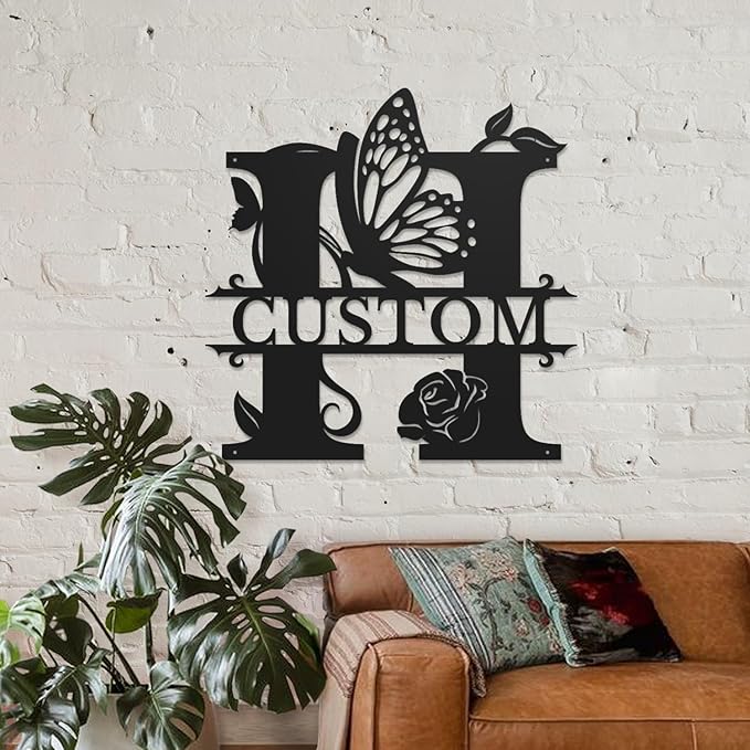Personalized Custom Letter Name metal Signs, Custom Black Letter Monogram Wall - Image 3