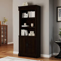 72" Roman Column Bookcase with Double Door Cabinet, 5 Tiers Tall Bookshelf
