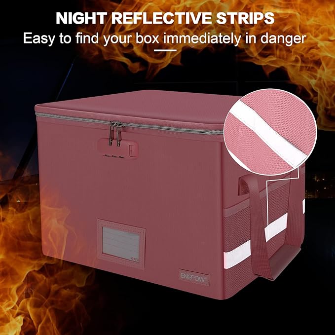 ENGPOW File Box with Lock, Fireproof Document Box with Zipper＆Pockets, - Image 8