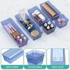 WOWBOX 6 Pack Clear Drawer Organizer Set, Acrylic Drawer Storage Trays - Image 3