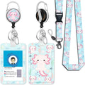 Cute Axolotls Lanyards for Id Badges, Retractable ID Badge Holder by Giancomics