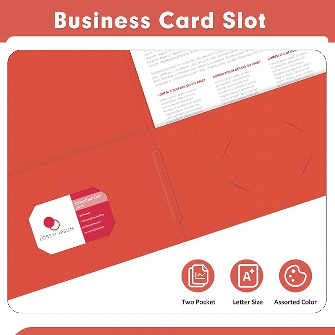 Two Pocket Folders, PANDRI 50 Pack 2 Pocket Folders, Letter Size Paper File - Image 5