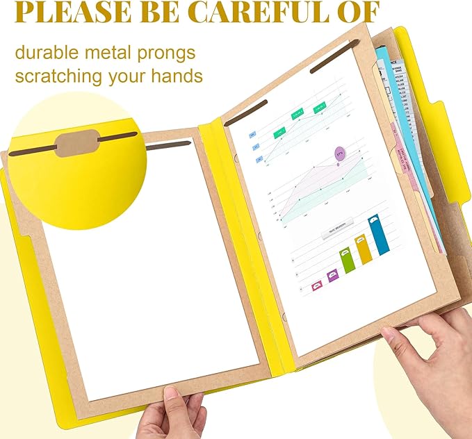 12 Pcs Classification Folders Letter Size 3 Pocket Dividers Employee File Folder - Image 3