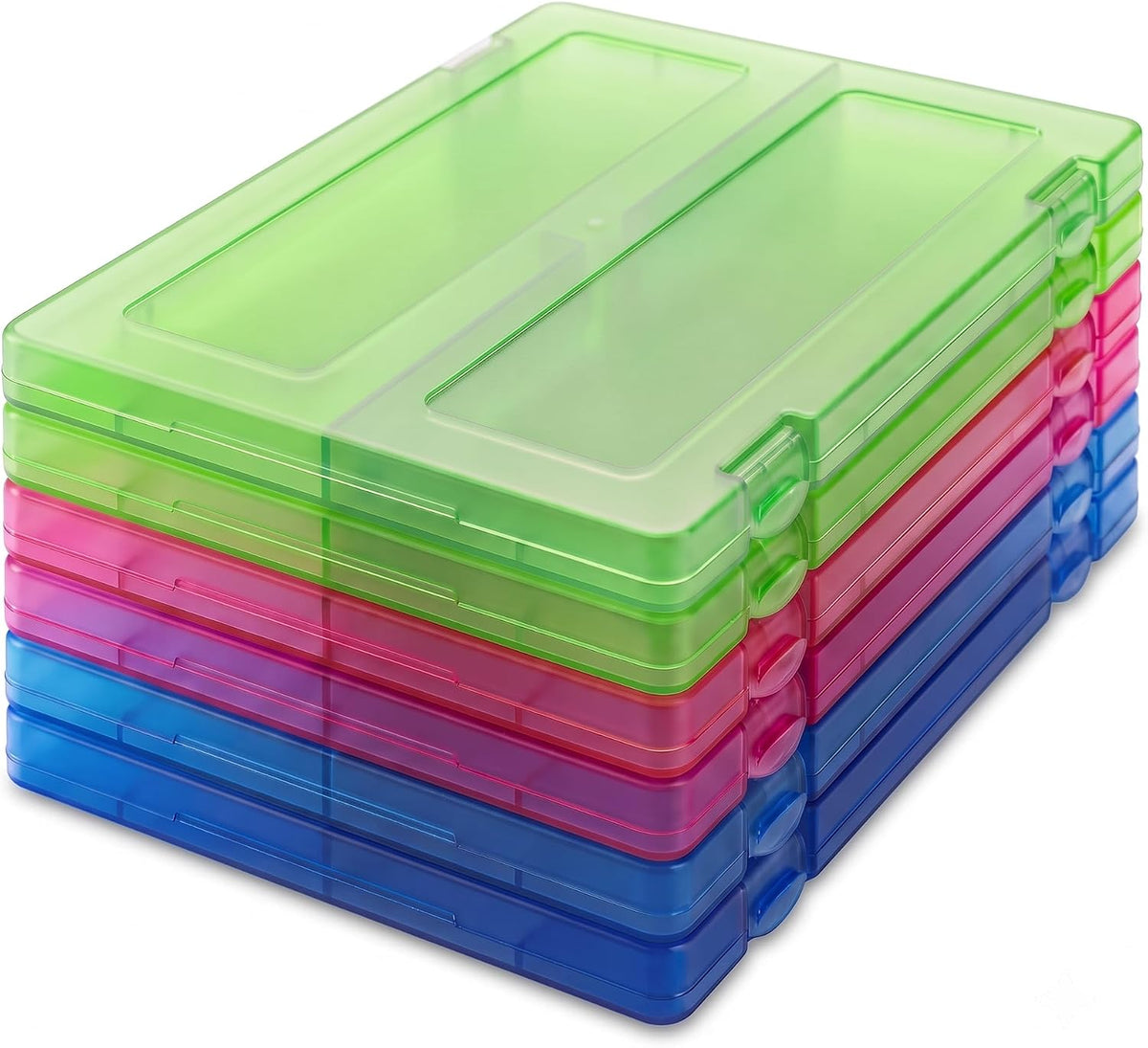 6 Packs A4 Paper Storage Boxes, 8.5 x 11 Plastic Portable Project Case for US...