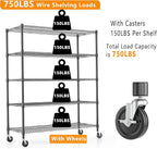 Himimi 82" H Storage Shelves 5 Tier Metal Shelving Adjustable Wire Shelf - Image 7