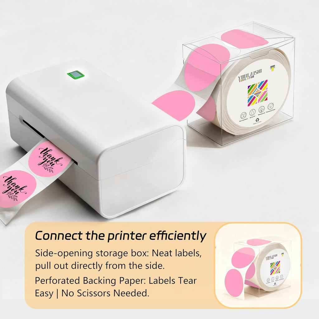 2 inch Dot Stickers Labels Circle Garage Sale Sticker 750Pcs Round Thermal Printer Stickers Printable Writable Price Labels for Yard Sale, Pink