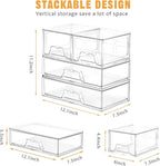 Stebopum 3 Pack Stackable Storage Drawers Clear Acrylic Organizer Makeup - Image 2