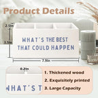 URLLUAE What's the Best That Could Happen Inspirational Wooden Pen Pencil Holder - Image 6