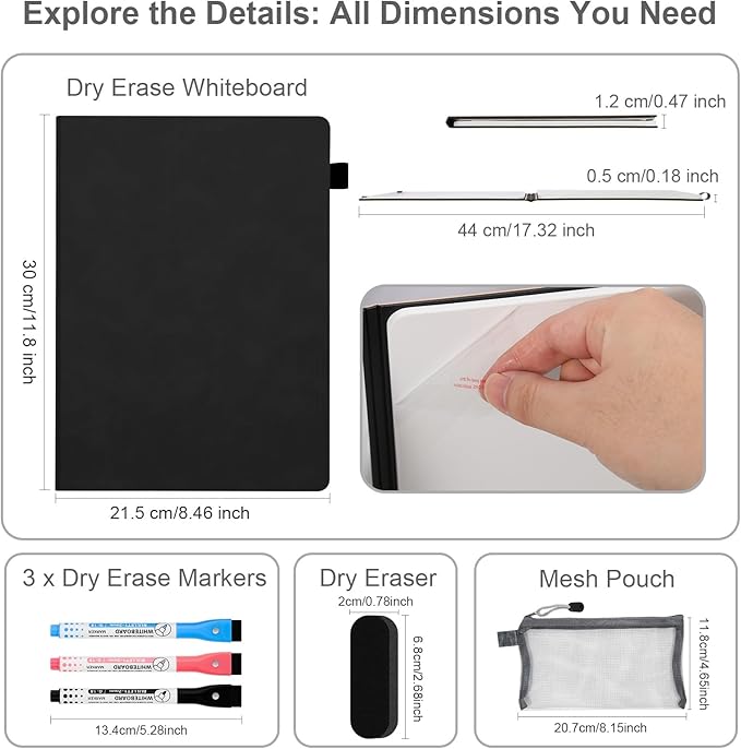 AGM Portable White Board Dry Erase Notebook, Small Travel Dry Erase Board - Image 2