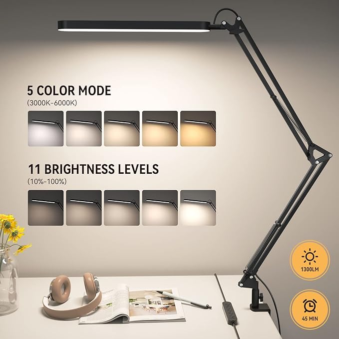 SKYLEO Desk Lamp for Home Office, Eye Comfortable LED Desk Light for Long Hours - Image 2