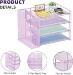 Marbrasse Desk Organizer and Accessories，4-Tier Paper Letter Tray Organizer - Image 4
