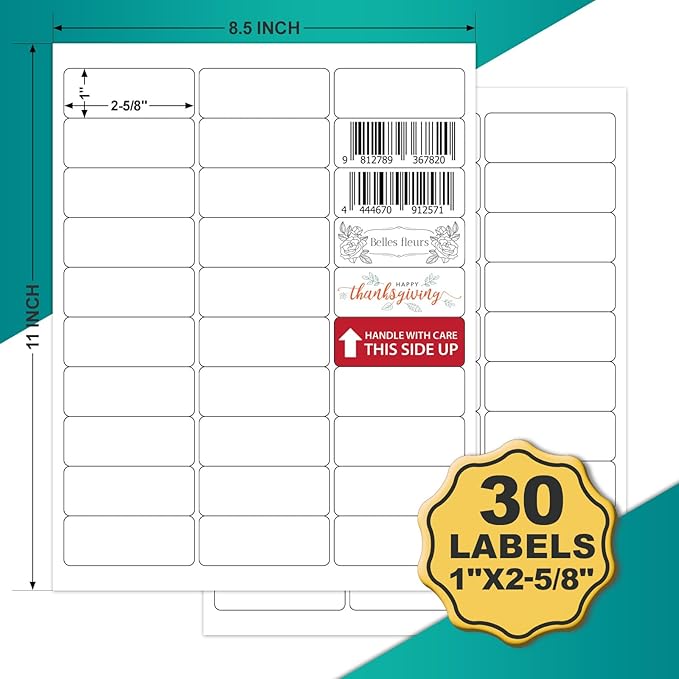 Address Labels 1’’x2-5/8’’ Stikcer Paper 30-UP 500 Sheets - Image 2