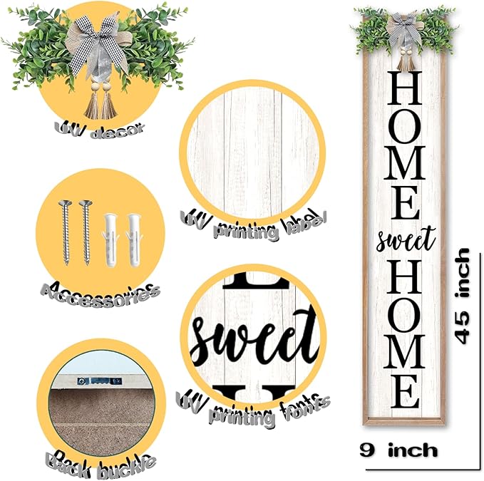 LuZhiQiang Welcome Sign for Front Porch Outdoor Home Sweet Home, Rustic Outside - Image 2