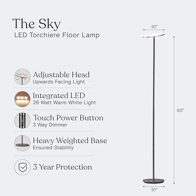 Brightech Sky LED Floor lamp, Torchiere Super Bright Floor Lamp - Image 8