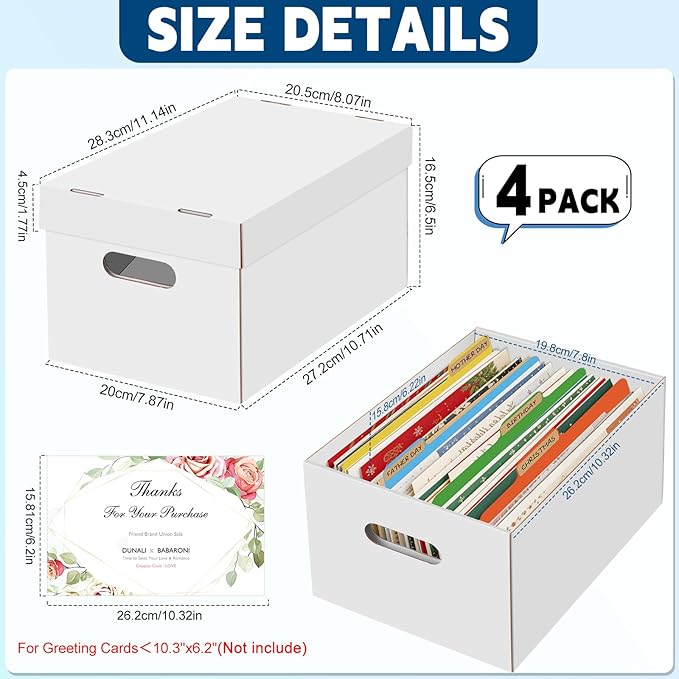 4Pack Greeting Card Storage Box, Greeting Card Organizer Box - Image 2