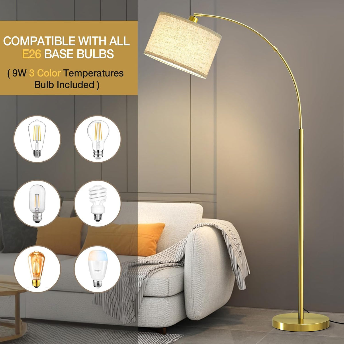Luvkczc Arc Floor Lamp, 71" Tall Standing Lamp with On/Off Foot Switch