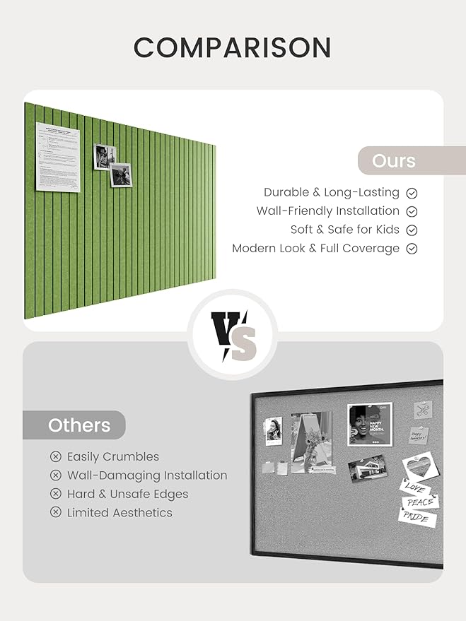 Bumusty Large Cork Board Alternative-47 x35 Felt Bulletin Board Tiles, - Image 7