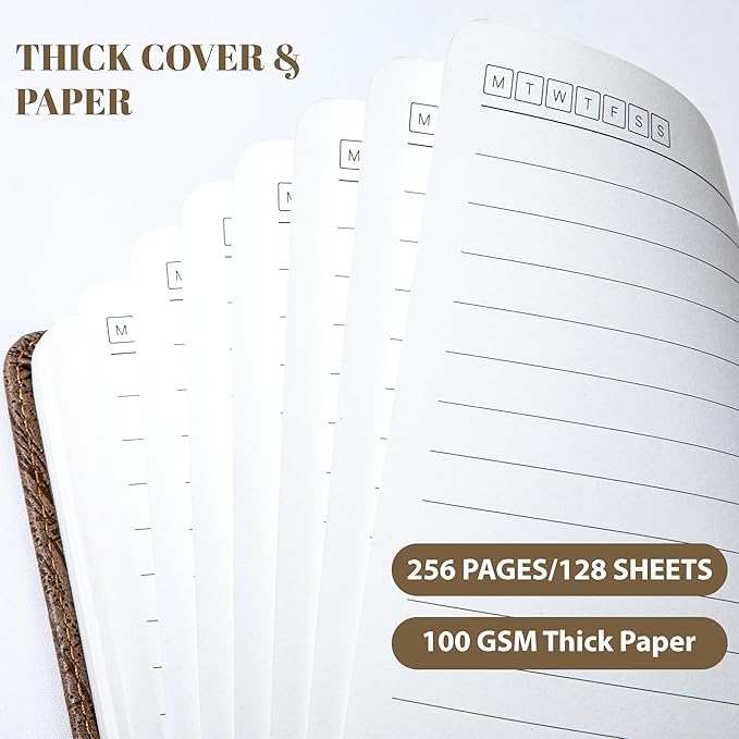 CAGIE Lined Journal for Men Women, Tree Growth Ring Leather Bound Journal - Image 4