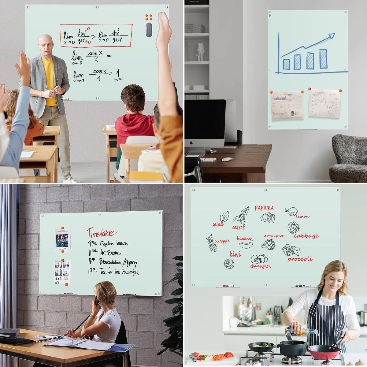 TSJ OFFICE White Board for Wall - 72" x 48" White Glass Board 6 X 4 FT