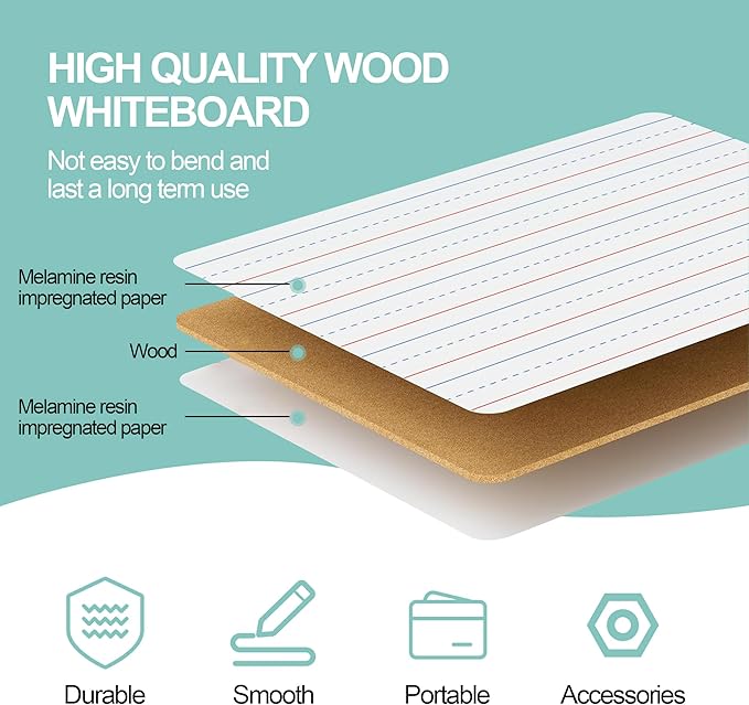 32 Pack Small White Boards, Double Sided Personal Dry Erase Boards - Image 6