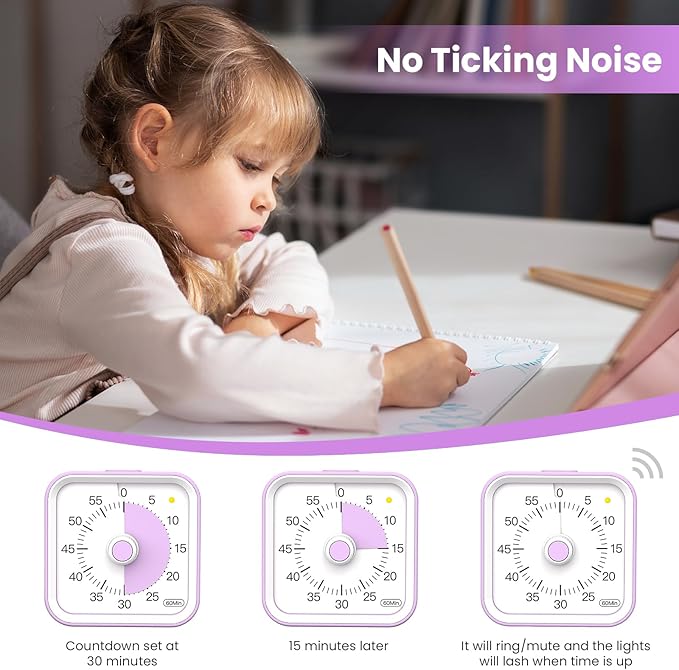 Visual Timer for Kids with Pause Function, 60 Minute Countdown Timer for Kids - Image 5