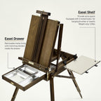 french easel for painting: deluxe beech wood plein, close-up detail