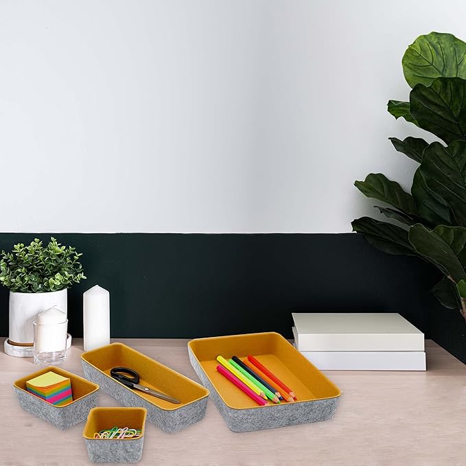 Welaxy Felt Desk Drawer Organizer Trays, 8-Piece Storage Bins - Image 5