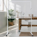 Mobile Clear Glass Whiteboard, 48 x 32 Inches Standing White Board on Wheels by Tankee