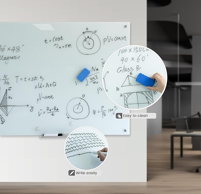 Magnetic Glass Dry Erase Board 36"x60" Glass Whiteboard 36"x60" Wall Mounted - Image 3