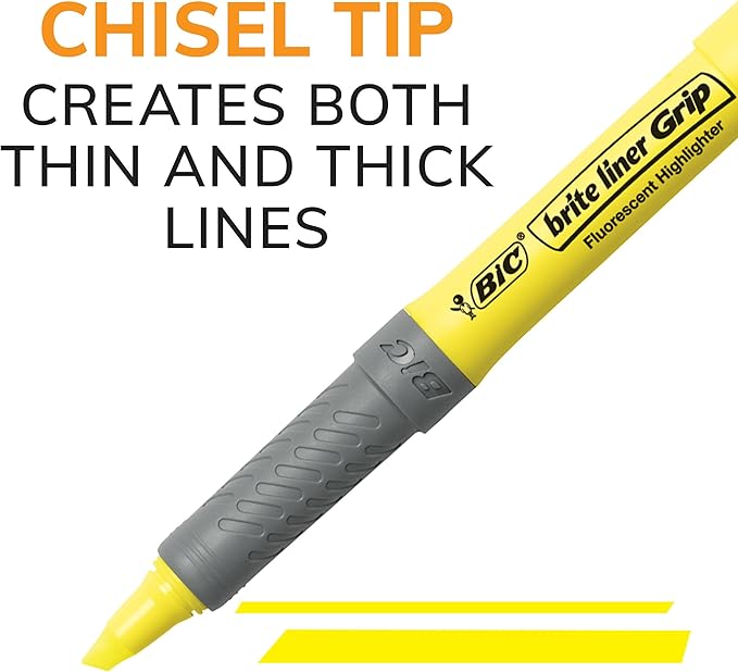 BIC Brite Liner Grip Highlighter, Chisel Tip, - Image 3