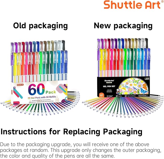 Shuttle Art Gel Pens, 60 Pack Gel Pen Set 30 Colored Gel Pen - Image 8