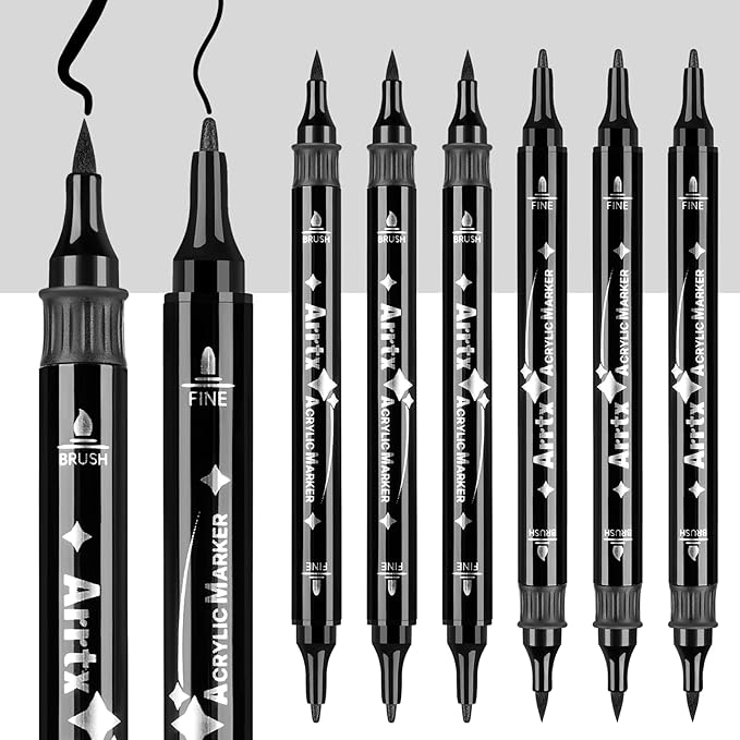 Arrtx Black Paint Pen 8 Pack Dual Tip, Stone and DIY Crafts - Image 8