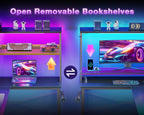 ODK 61" L Shaped Gaming Computer Desk with Shelves, LED & Outlets, Black | Headset hook. Storage bag. Shelves for books & supplies. LED for gaming nights. Reversible. Room for multiple monitors.