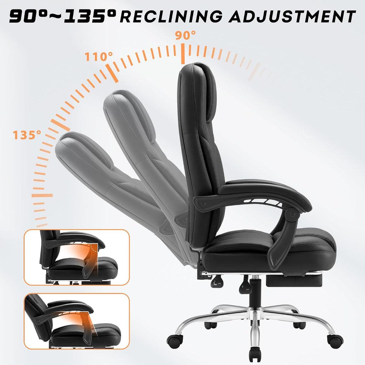 Furmax Massage Office Chair with Foot Rest Executive Big and Tall Office Chai...
