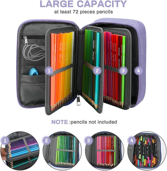 Number-one Large Capacity Pencil Case, 72 Slots Colored Pencil Pouch Bag - Image 3