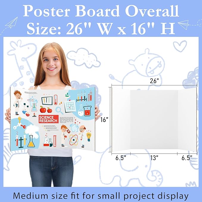 AKONEGE 12 Pack Medium Trifold Poster Board, School Projects, Science Fair - Image 2