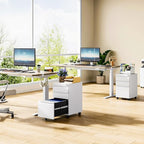 MIIIKO White Filing Cabinet 3 Drawers on Wheels Under Desk, Metal Rolling File - Image 2