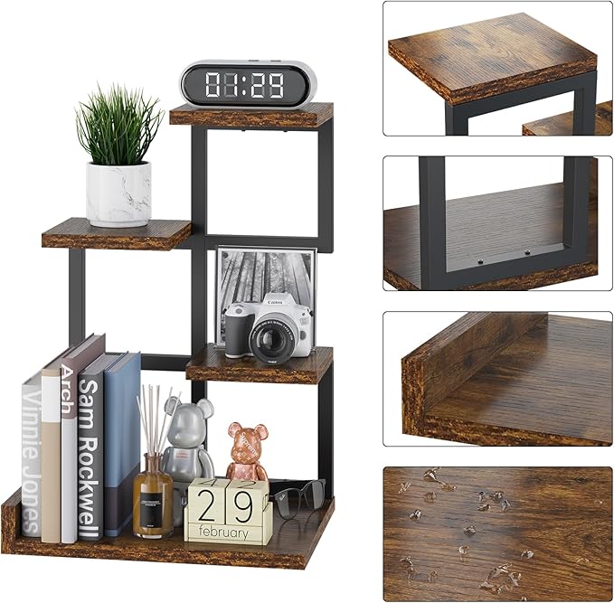 YMYNY Desktop Shelf Organizer, 4 Tier Storage Display Rack, Desk Shelf - Image 5