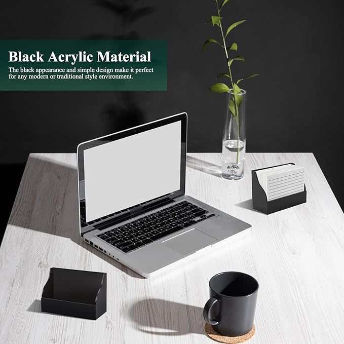SHIQIKEJIPTY 2 Pack Black Index Card Holder 3 X 5 Note Card Organizer Acrylic - Image 6