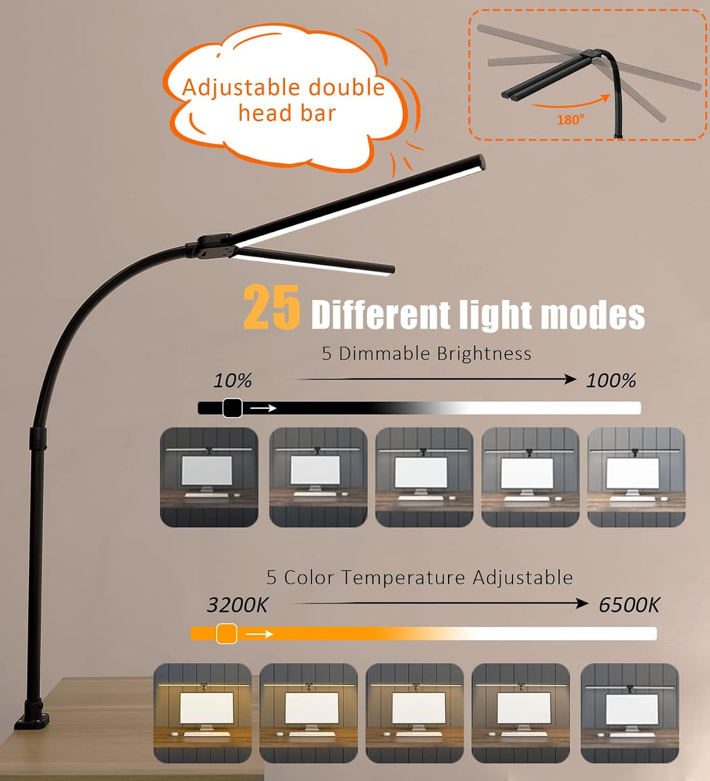 double head led desk lamp, architect desk lamps showing dimensions