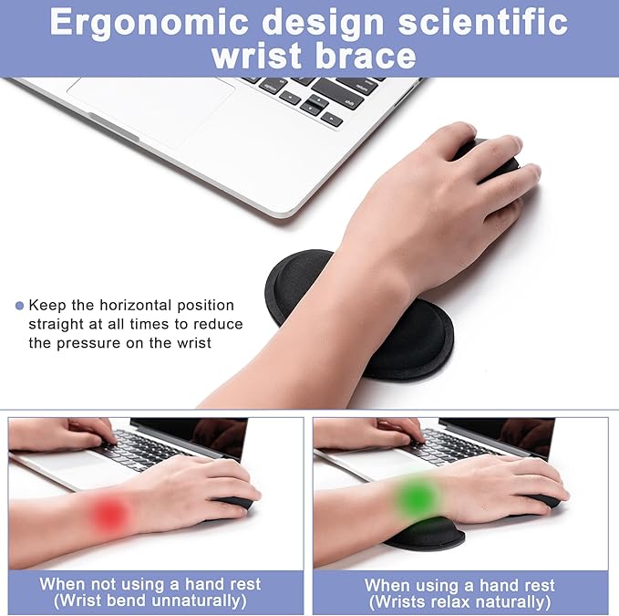 Hoewina Keyboard Wrist Rest, Ergonomic Wrist Rest, Superfine Fabric and Gel - Image 3