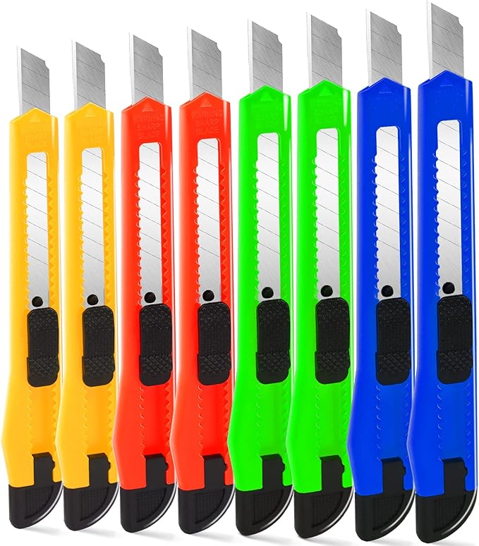 TIFICAL 8 Pack Box Cutter Utility Knife, 9mm Snap-off Box Cutter Retractable by TIFICAL