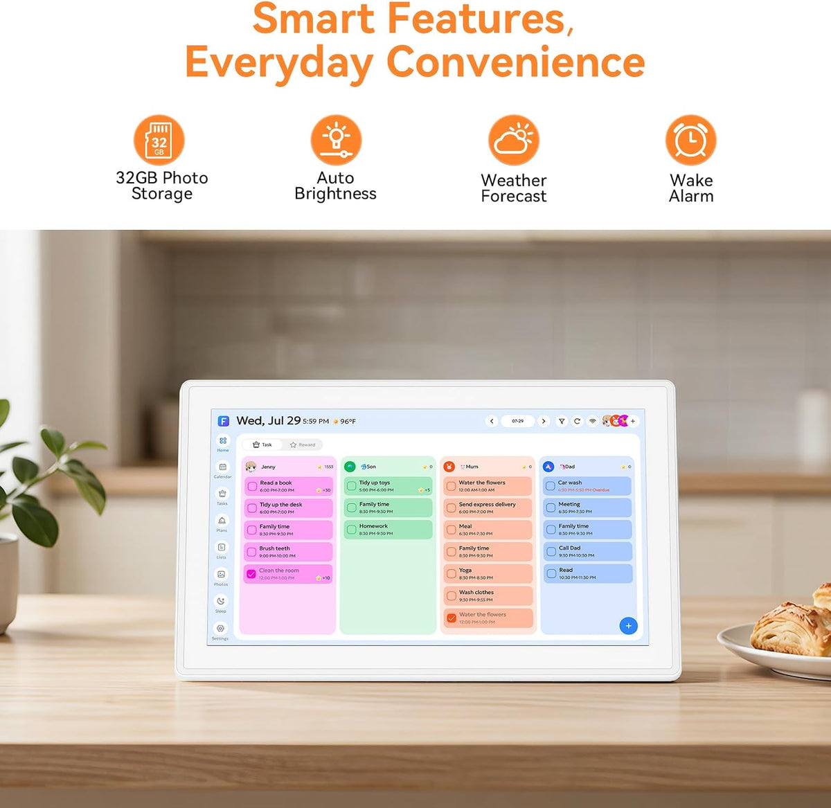 21.5" Smart Digital Calendar - Family Hub Planner with Chort Chart