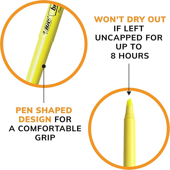 BIC Brite Liner Highlighters, Chisel Tip, 24-Count Pack of Yellow Highlighters - Image 7