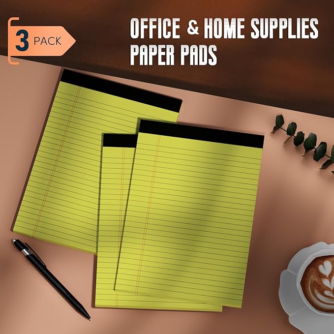 Yellow Legal Pads 8.5 x 11 Note Pads, 3 Pack Yellow Notepads 8.5 x 11 Wide - Image 7