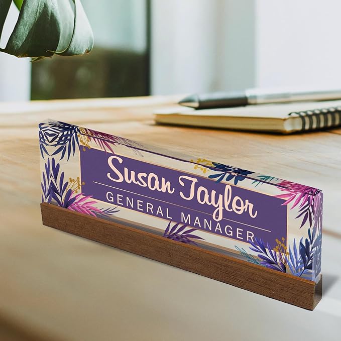 Artblox Personalized Office Desk Name Plate and Business Card Holder | Clear - Image 2