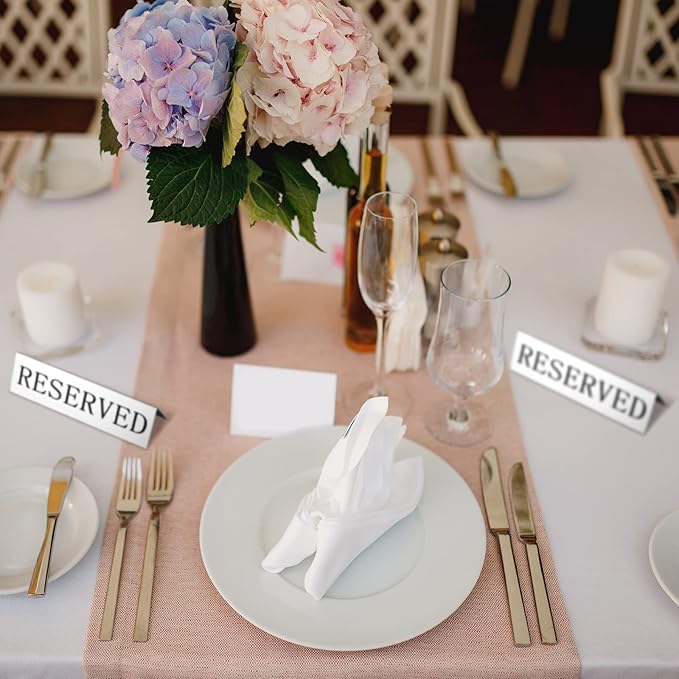 Peryiter 12 Pcs Table Top Reserved Sign Metal Reserved Table Tent Signs Double - Image 5